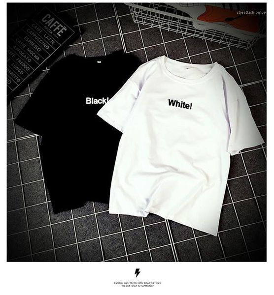 

designer casual tshirt fashion solid color short sleeve homme clothing loose homme tshirt summer mens new, White;black