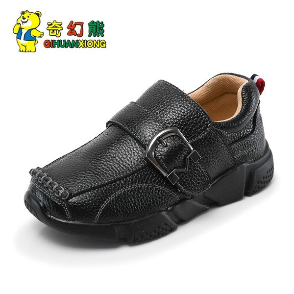 

genuine leather boys shoes children leather shoes fashion casual for toddler & kids eur size 23-38, Black;grey