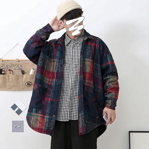 

2019 male autumn loose korean version of the thickening wild trend stitching casual jacket coat large size, Black;brown