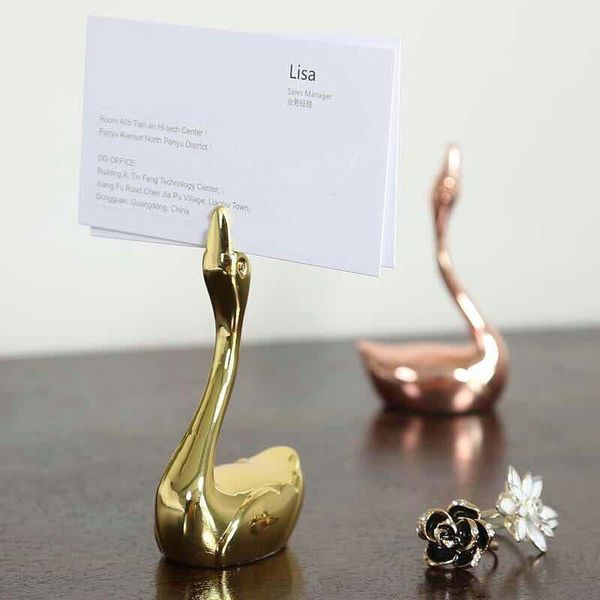 Nordic Swan Style Place Card Держатели Свадьба Кафе Таблица Фото Memo Номер Название клипа Ювелирное кольцо хранения ZC2186