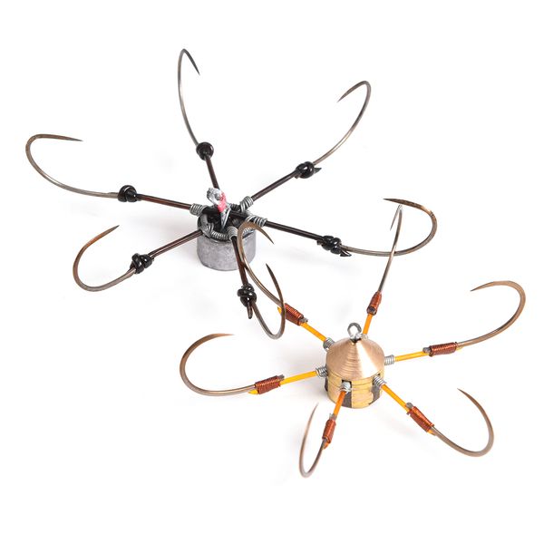 

hexagon anchor hook sharp high carbon steel fishing hook 6-in-1 fishhooks with sinker weight fishing accessories tackle