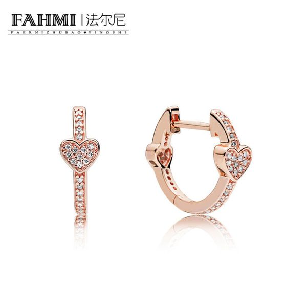 

fahmi 100% 925 sterling silver chic 287290cz seductive heart-shaped earrings original rose gold jewelry ladies wholesale, Golden;silver