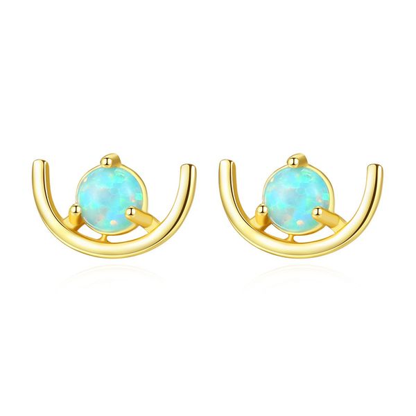 

fashion s925 sterling silver with semi-circular orbo jewelry simple small fresh earrings, Golden;silver