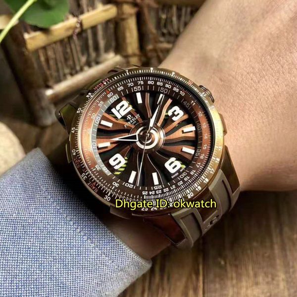 

5 style watch turbine pilot stainless steel automatic mens watch a1094/2 brown dial rubber strap gents sport watches, Slivery;brown