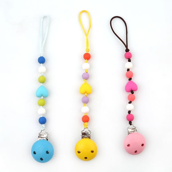 

new baby pacifier clip pacifier chain hand made cute colourful beads dummy clip baby soother holder for kid