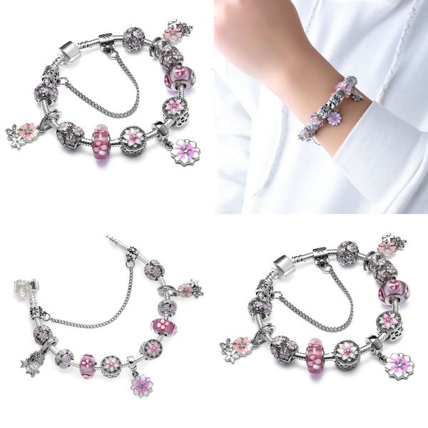 

joker cherry blossoms string of beads bracelet diy lover flower jewelry luxury designer natural crystal popular bracelets rolex style, Golden;silver