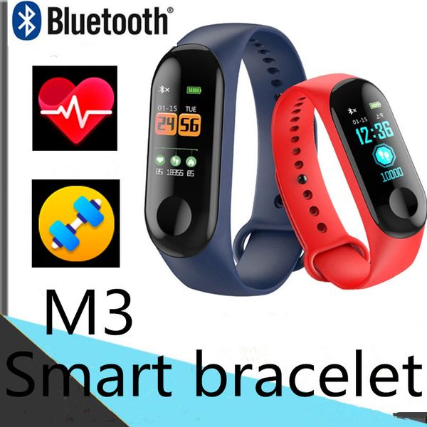 

m3 smart bracelet smartband bt fitness tracker smart watch heart rate pedometer push message wristband design passometer