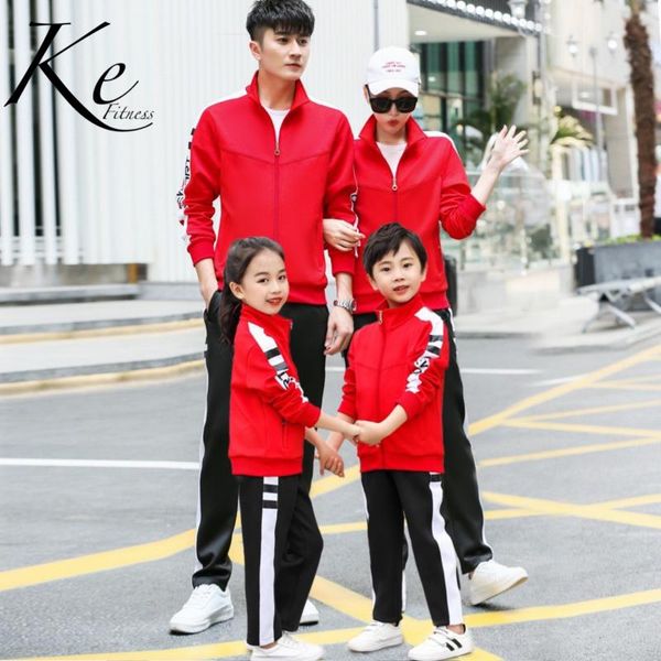 

ke new tracksuit man woman kids wear school students sports set red striped couples children big size plus extra 5xl sport set, White;black