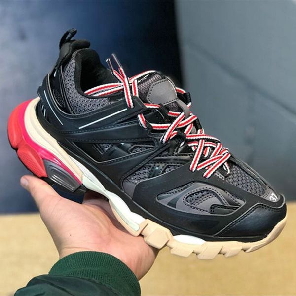 

release 3.0 tess s paris track men gomma maille black for women triple s clunky sneaker casual shoes authentic designer shoe, White;red