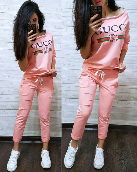 

gucci GUCCI gg двух частей наборы 2 шт набор женские спортивные костюмы плюс размер бег трусцой спортивный костюм мягкий с длинным рукавом спортивный костюм спортивная одежда G30
