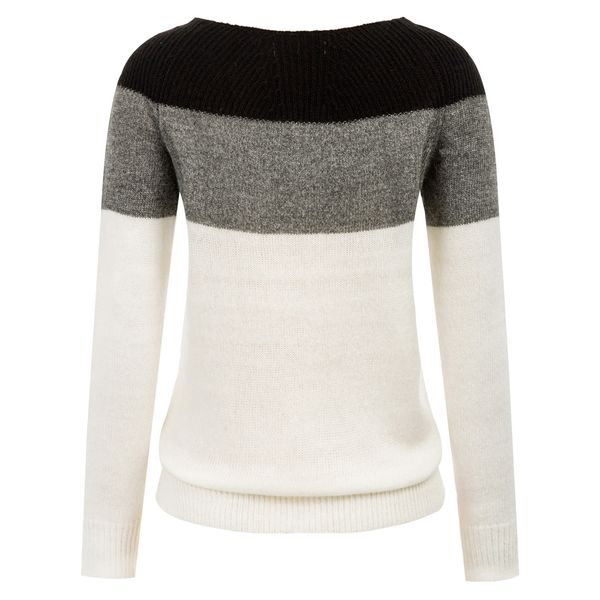 

autumn women sweater fashion loose fit three-color color block pullover knitwear long raglan sleeves knitted, White;black