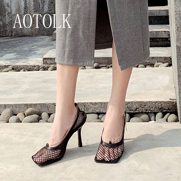 

women heels female thin heel women pumps fashion air mesh party autumn winter wedding shoes women shoes new arrival 2019 de, Black