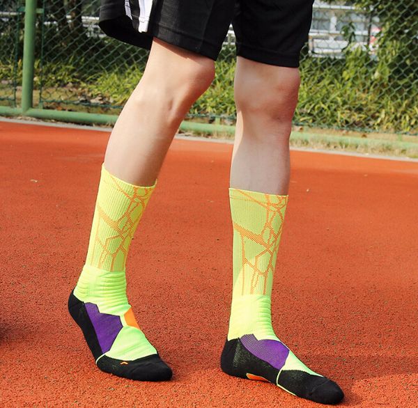 

sports socks men's professional tube basketball outdoor hiking thick wear-resistant quick-drying sports socks, Black