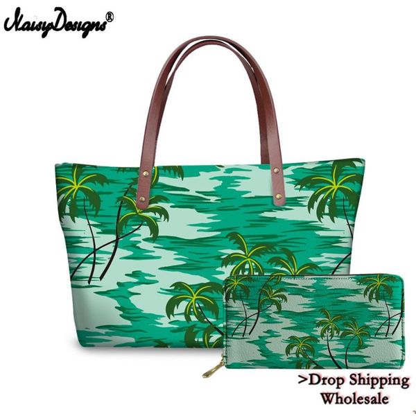 

2020 ladies shoulder bags for women summer tropical printing handbags wallet set for females handle custom bags travel bolsa