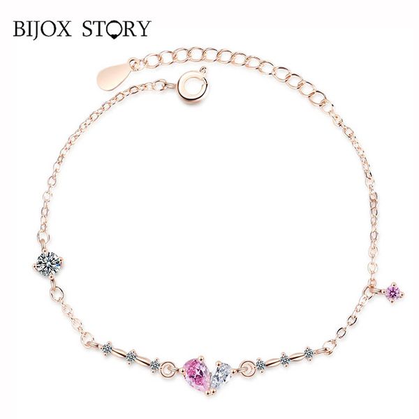 

other bracelets bijox story fashion 925 sterling silver bracelet with zircon fine jewellery for women wedding anniversary promise party gift, Golden;silver