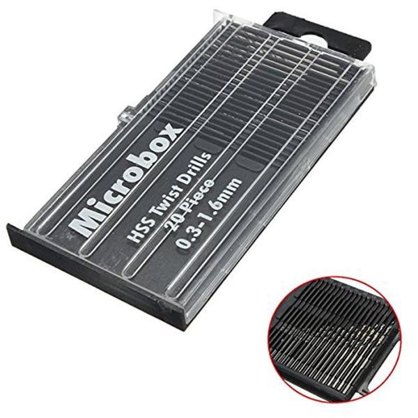 

20pcs mini drill bit high speed steel micro twists drill bit set 0.3mm-1.6mm with box