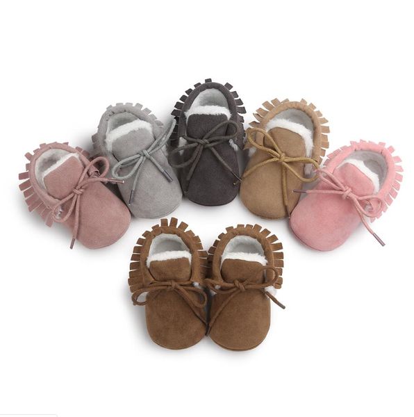 

baby girls winter pu leather first walkers cotton boots soft sole moccasins autumn winter fleece lined boots