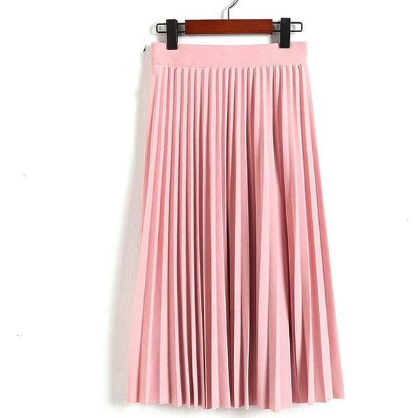 

pleated skirt skirts for women fashion autumn spring womens high waist color half length elastic skirt promotions polyester black pink