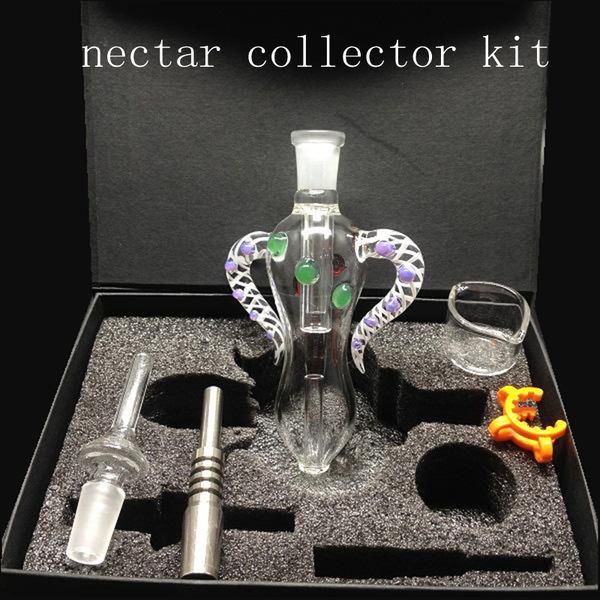 Kit collettore di nettare Bong in vetro Pipa ad acqua Narghilè Fumo con chiodo in titanio Dab Paglia Mini collezionisti di nettare Cera