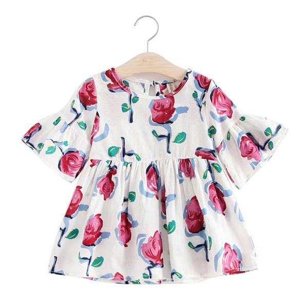 

девушки хлопок мягкой flared рукав ситец платье, Red;yellow