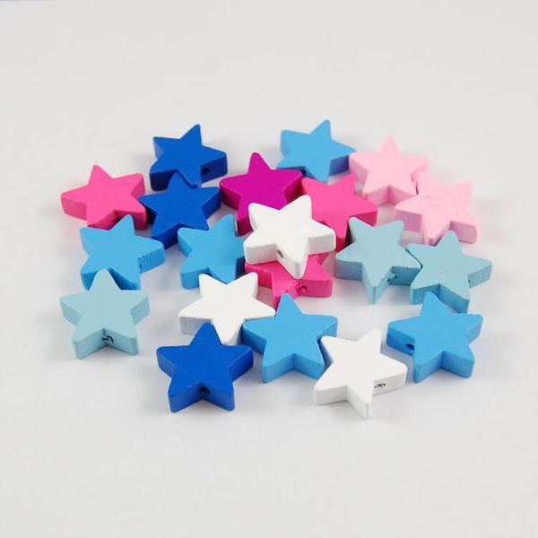

50pieces 10 colors 20mm pentangle wooden beads jewelry accessories for necklace diy making children's handmade star wood loose beads to, Black