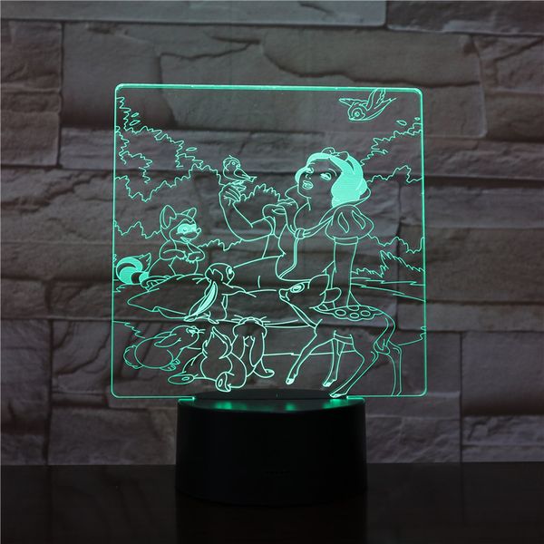 

baby led night lamp snow white nightlight for kids bedroom battery powered atmosphere pretty princess 3d night light sleep