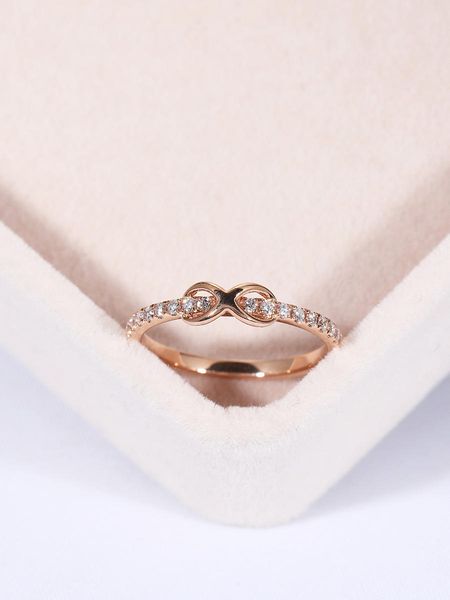 

8 word crystal zircon ring temperament joker concise ring ornaments woman, Silver