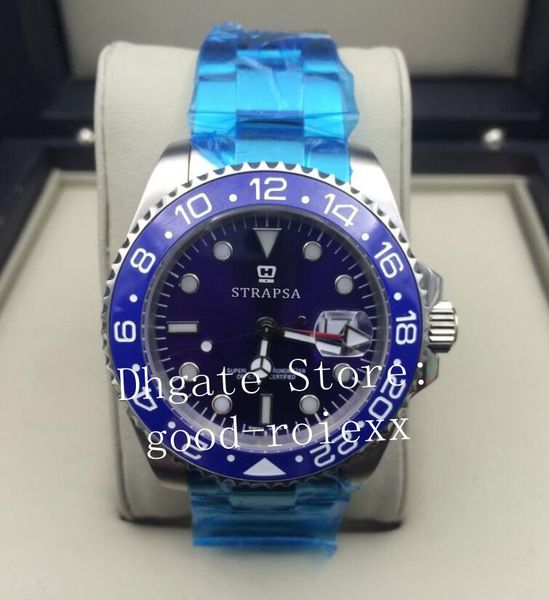 

mens blue ceramic bezel dial watch automatic 2813 movement men gmt ii sapphire master batman 126719 perpetual watches steel wristwatches, Slivery;brown