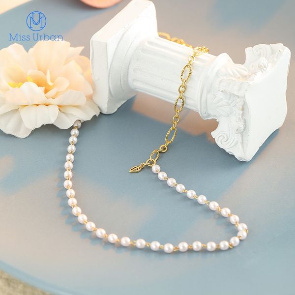 

simple design new fashion acrylic pearl necklace for women handmade romantic ethnic necklace charming date gift jewelry, Silver