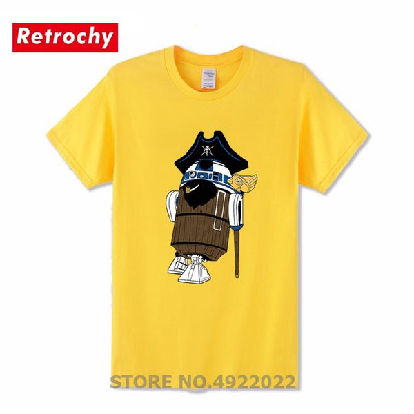 

3d star funny wars droids yarr2-d2 stylish t shirt men 80s movie fans tshirt cool pirate robot t-shirt retro one piece alien, White;black