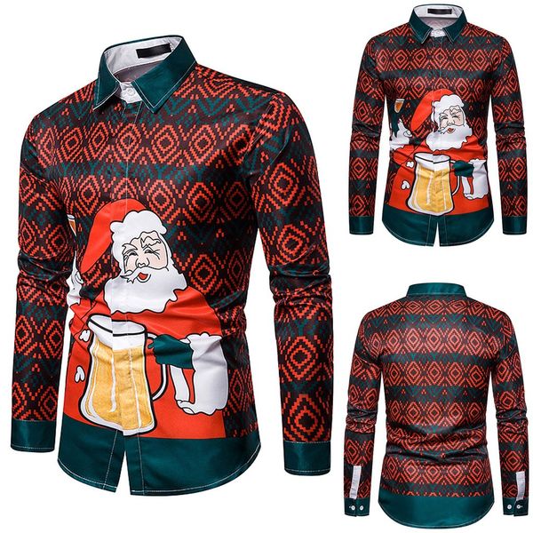

fashion men autumn fake two pieces casual snowflakes printed christmas shirt blouse w916, White;black