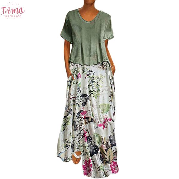 

women vintage maxi dress plus size two piece a set long loose linen dresses patchwork o neck half dreaped vestidos ladies, Black;gray
