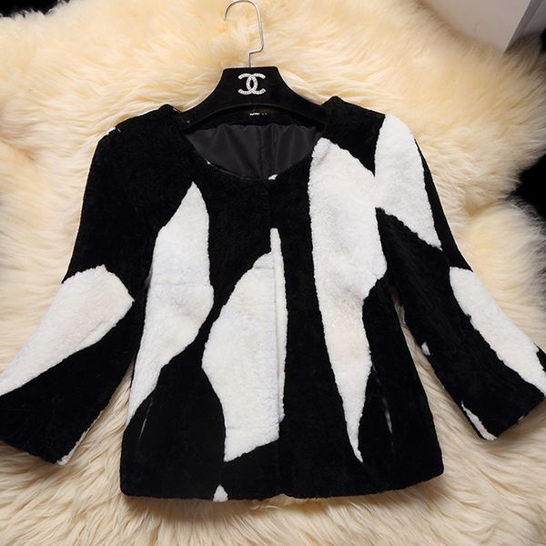 

2019 natural merino sheep fur coat women sheep shearing fur jacket winter thick coat f1122, Black