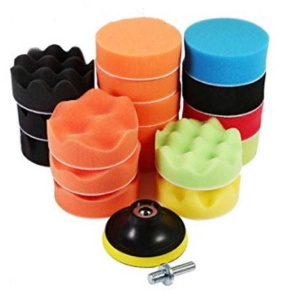 

19pcs 3inch car polishing pads set sponge buffing polishing pad kit for car polisher with drill adapter buffing accessorie