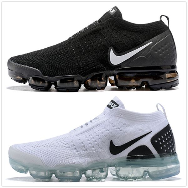 

2019 chaussures moc 2 laceless 2.0 running shoes triple black mens women sneakers fly white knit air cushion trainers zapatos 36-45