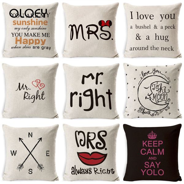 

valentine's day pillowcase english alphabet pillowcase linen super soft cute home decoration 45x45cm . .. pillow case