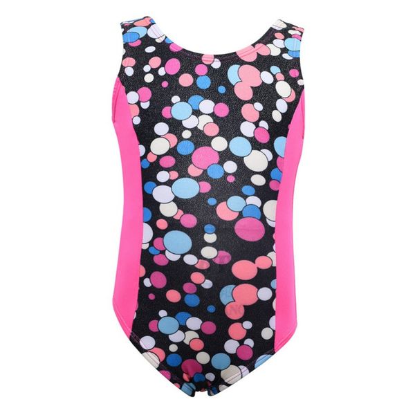 

toddler girls sleeveless printed radium color costume bodysuit athletic dance leotards ballet gymnastics for kids dance wear f2, Black;red