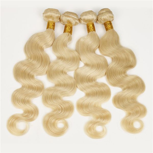 Guangzhou Irina Haarprodukte 7a billig Bleichmittel blonde 613 Brasilianische menschliche Haarextension 4 Bündel Los Körperwelle wellig