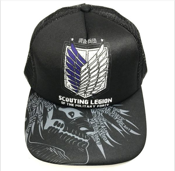 

anime attack on titan cap men and women cotton new net cap wings of liberty baseball, Blue;gray