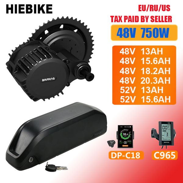 

48v 750w bafang motor ebike conversion kit with battery 48v 13/15.6/18.2/20.3 52v 13/15.6ah powerful engine 8fun bbs02 bbs02b