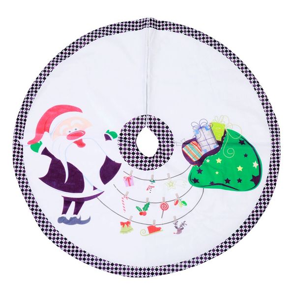 

90cm white christmas tree skirt father christmas cartoon carpet xmas decoration supplies santa new year home decor plaid ywyw01