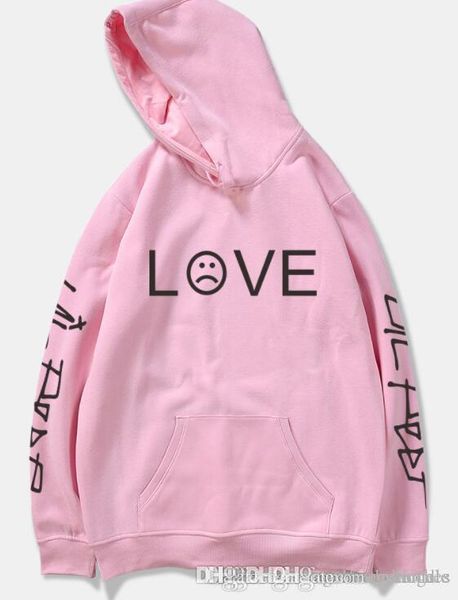

любовь письма печать hoodie для мужчин одежда лил peep марка мода пиджаков tops, Black