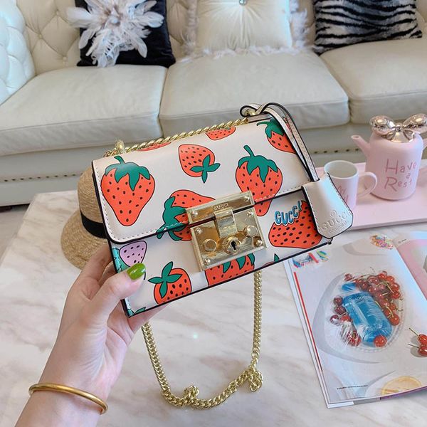 

2019 Женские Роскошные G Дизайнерские Сумки Ace Клубничный Квадратный Замок Кожа Лед