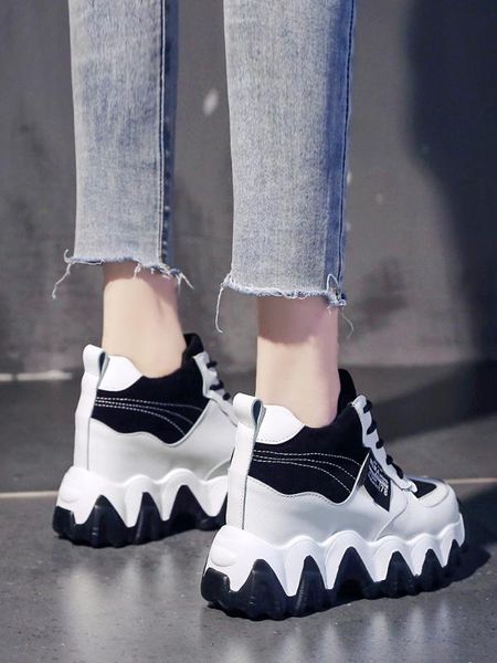 

women breathable thick platform shoes hidden wedge running shoes