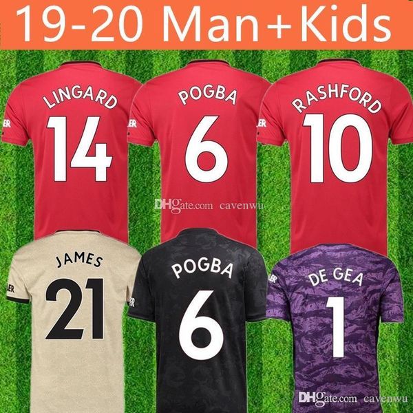 

2019 2020 fc manchester pogba soccer jersey lingard lukaku rashford football shirt united utd 19 20 uniforms man + kids kit jerseys, Black;yellow