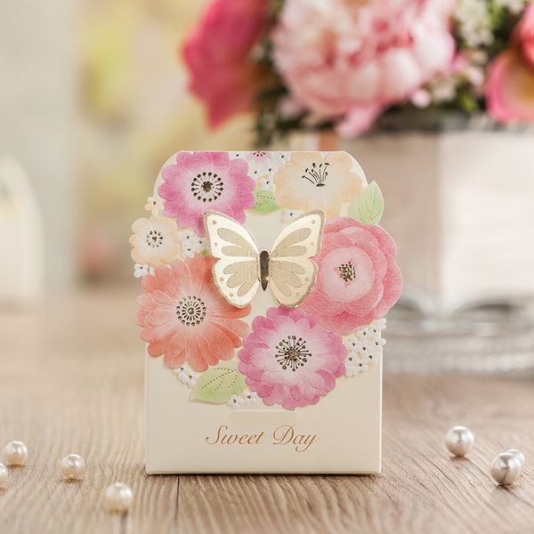 

50ps laser hollow butterfly buckle laser design candy box, wedding gift bags, candy and gift boxes