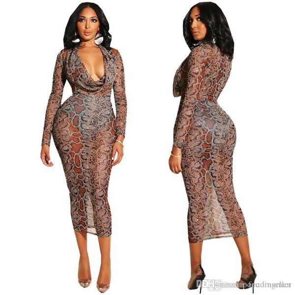 

women designer dress fashion snake pattern printing perspective gauze bodycon dresses new arrival womens dress, Black;gray
