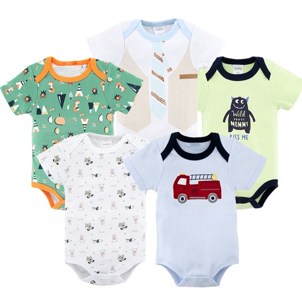 

baby boy bodysuit 3 6 9 12 months 2020 newborn boys girls fire truck printed jumpsuits short sleeve infant child body playsuit, White