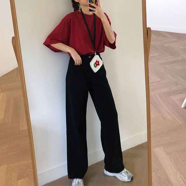 

wholesale-4 colors s-l spring korean style high waist jeans lady casual straight denim jeans womens mom womans (x966), Blue