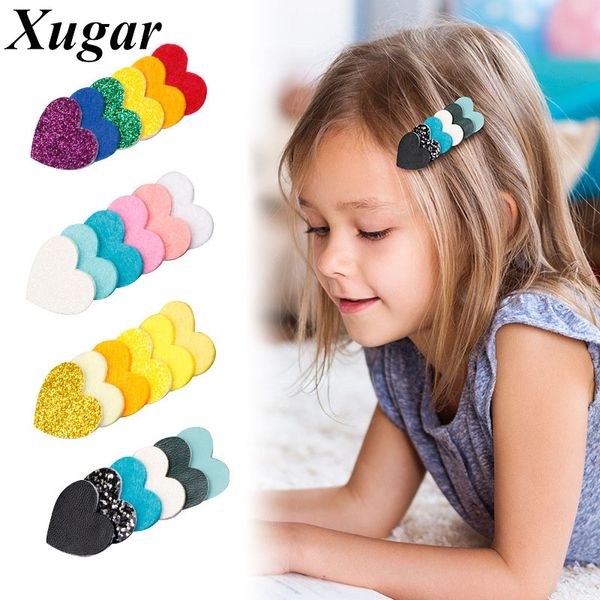

xugar new sweet heart блестки заколки для волос радужные многослойные заколки для девочек бутик bb заколки детские аксессуары для волос, Slivery;white